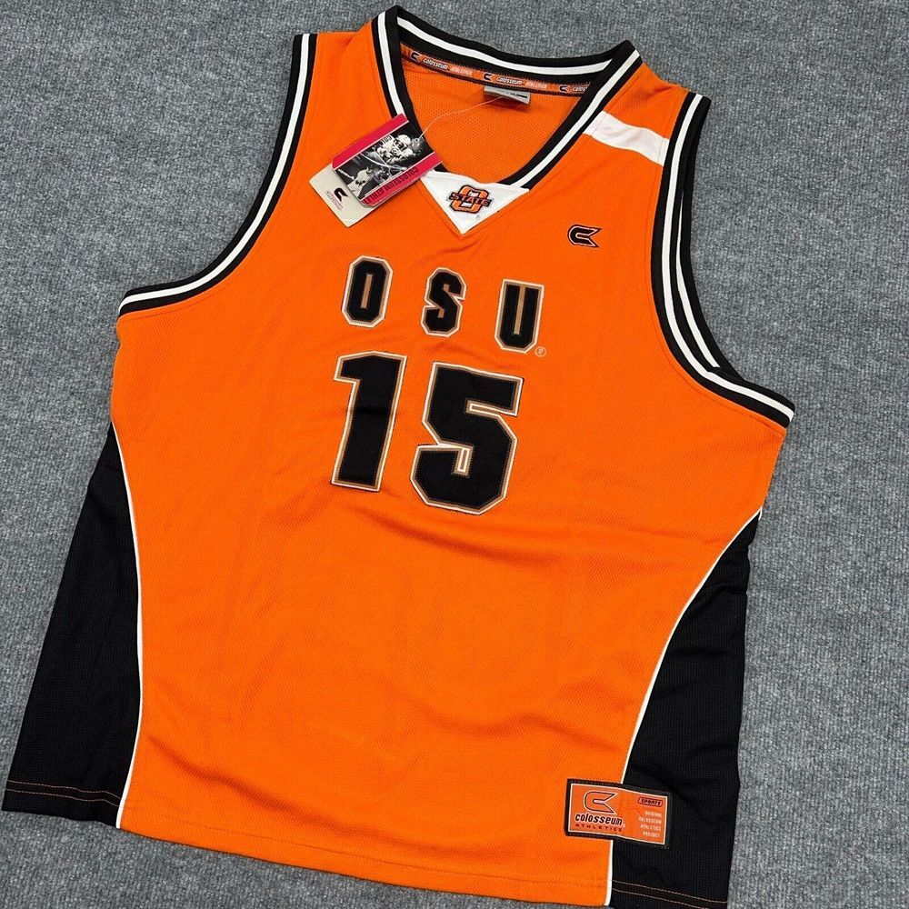 Oklahoma State Cowboys Basketball Jersey Mens M Orange Black #15 Vintage NWT